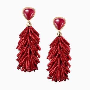 Stella & Dot burgundy tassel earrings